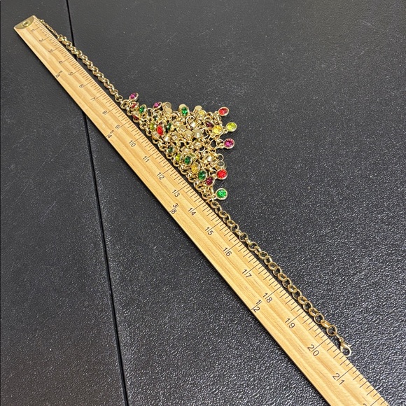 Cha Cha Colorful Charms Chain Holiday Necklace Statement Gold Tone - Picture 6 of 6